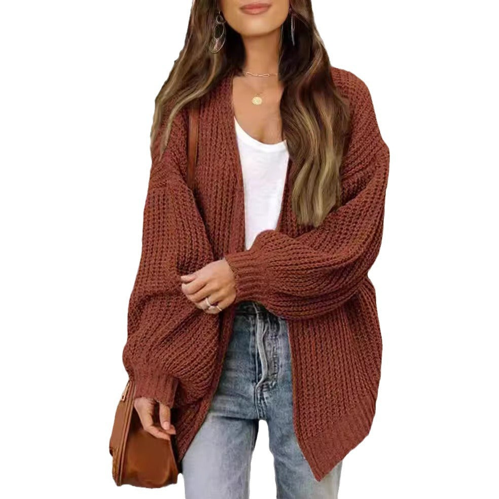 Damen Grobstrick Cardigan mit weitem Schnitt EB
