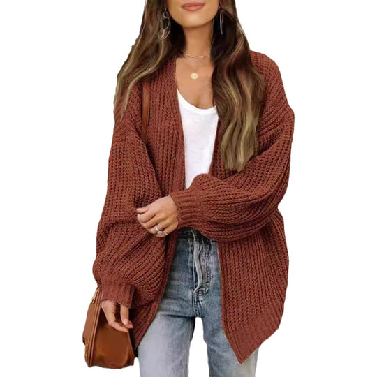 Damen Grobstrick Cardigan mit weitem Schnitt EB