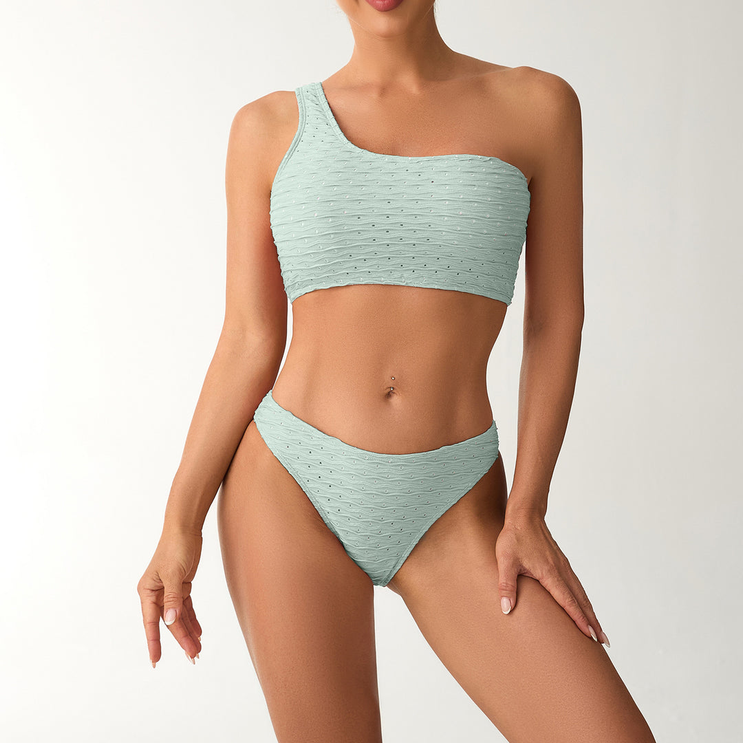 Damen Einseitiges Bikini-Set mit raffiniertem Rüschendesign EB