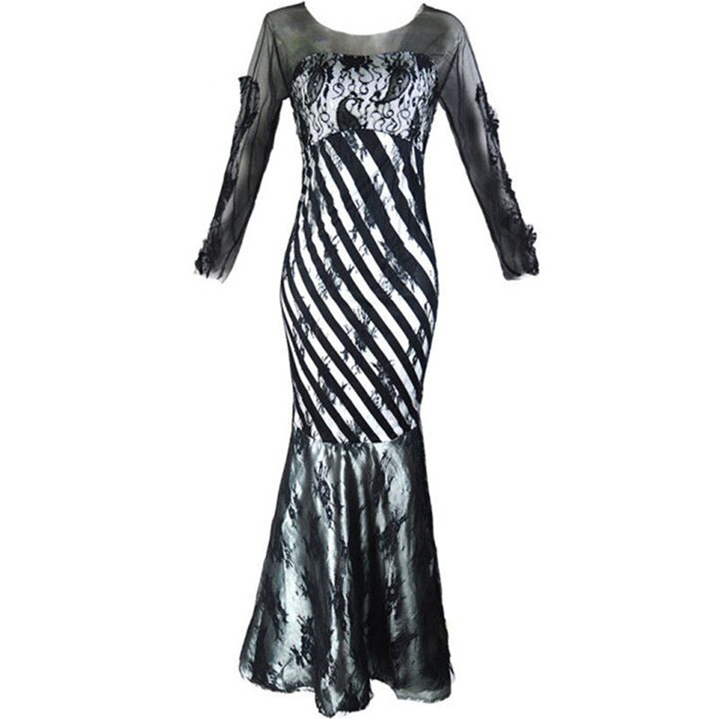 Damen Abendkleid mit eleganter Spitze und asymmetrischem Schnitt EB