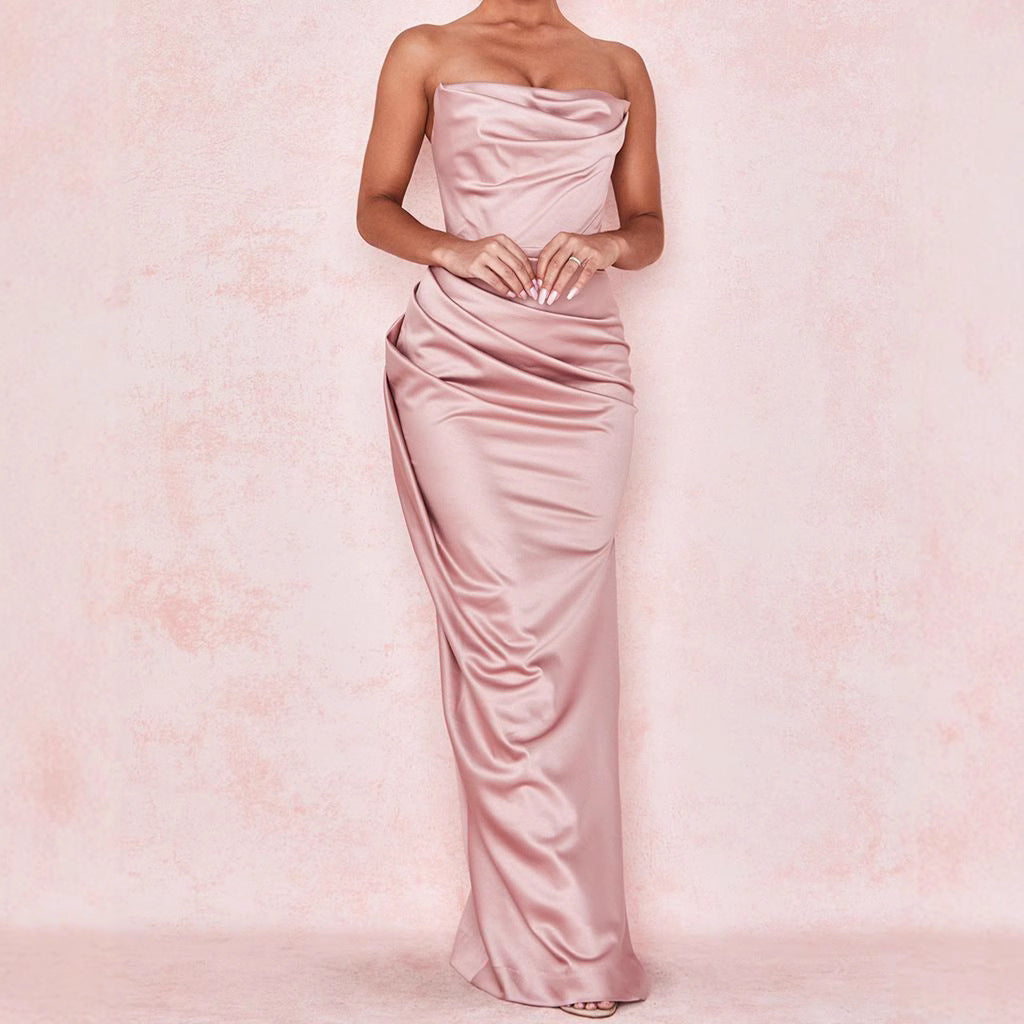 Damen nan trägerloses Abendkleid mit Drapiertem Bustier und schlanker Säulensilhouette EB