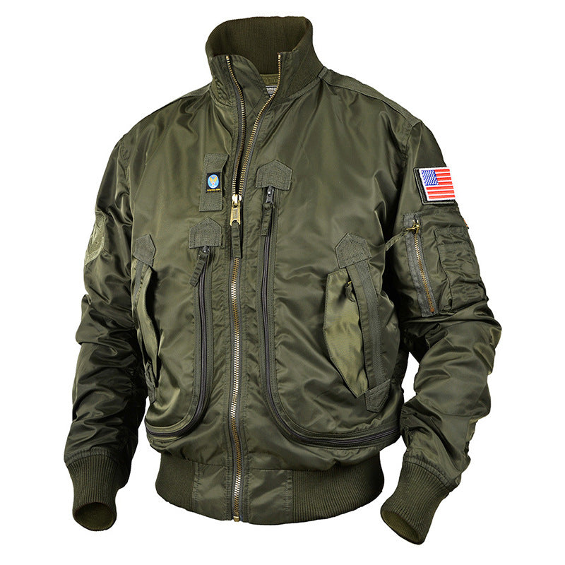 Herren  klassische Bomberjacke im Fliegerstil mit Thermofutter Utility-Taschen und Rippbündchen EB