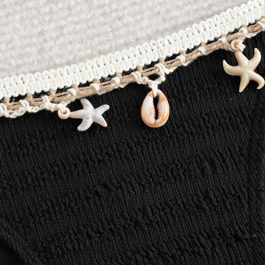 Damen Bikini-Set mit verspieltem Muscheldetail und elastischen Bändern EB