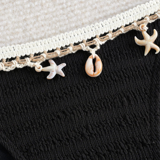Damen Bikini-Set mit verspieltem Muscheldetail und elastischen Bändern EB