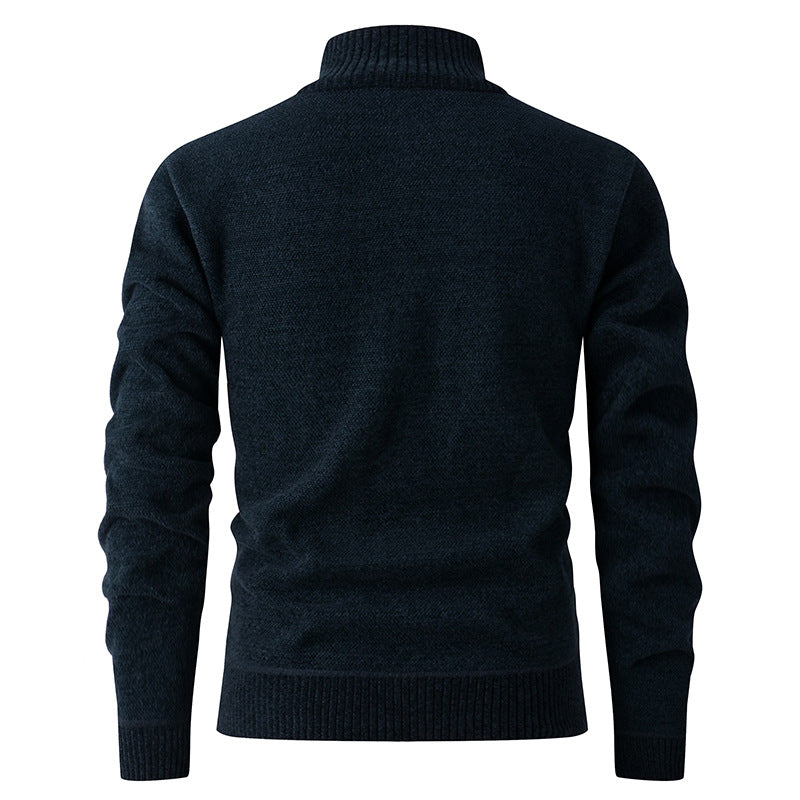 Herren Strickjacke mit strukturiertem Muster und hohem Kragen EB
