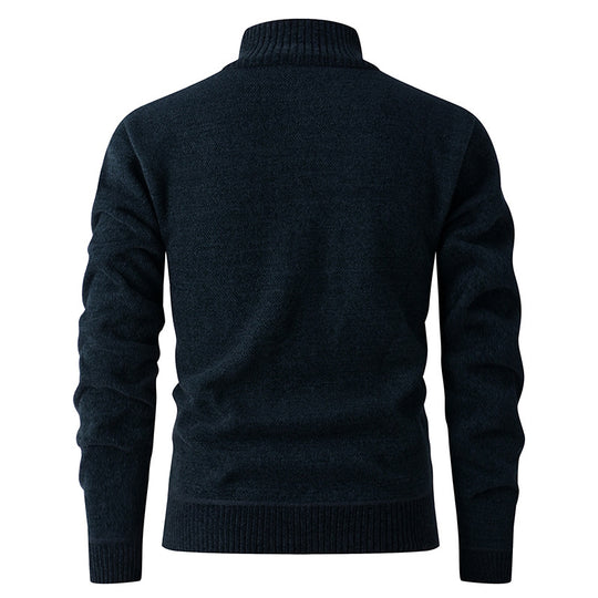 Herren Strickjacke mit strukturiertem Muster und hohem Kragen EB