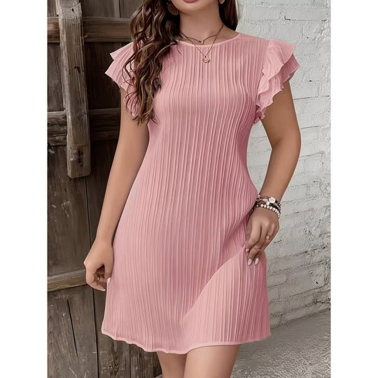 Damen Plissiertes Kurzkleid mit Rüschendetails EB