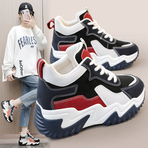 Damen Sportliche Chunky Sneakers mit atmungsaktivem Obermaterial und rutschfester Sohle EB