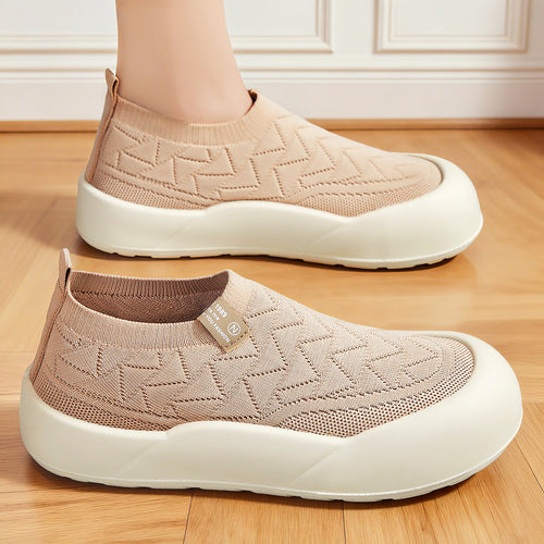 Damen Bequeme Slip-On Sneakers mit flexiblem Strickdesign EB