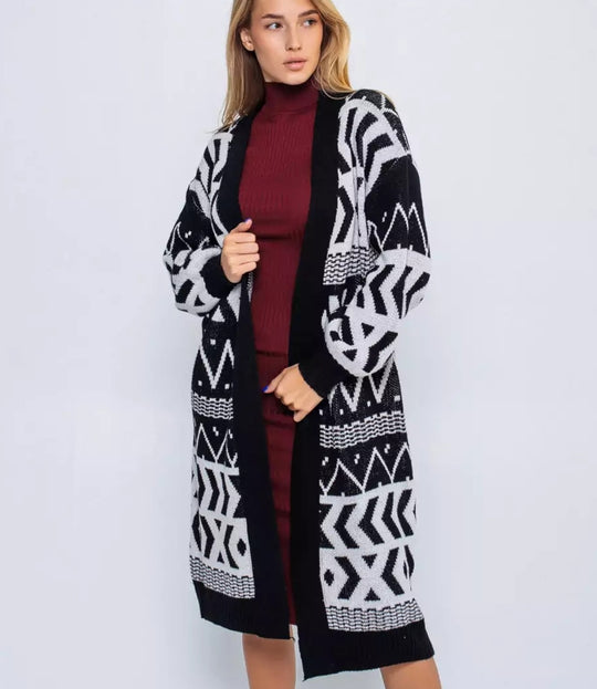 Damen Strickjacke mit kreativem Muster und lässigem Schnitt EB