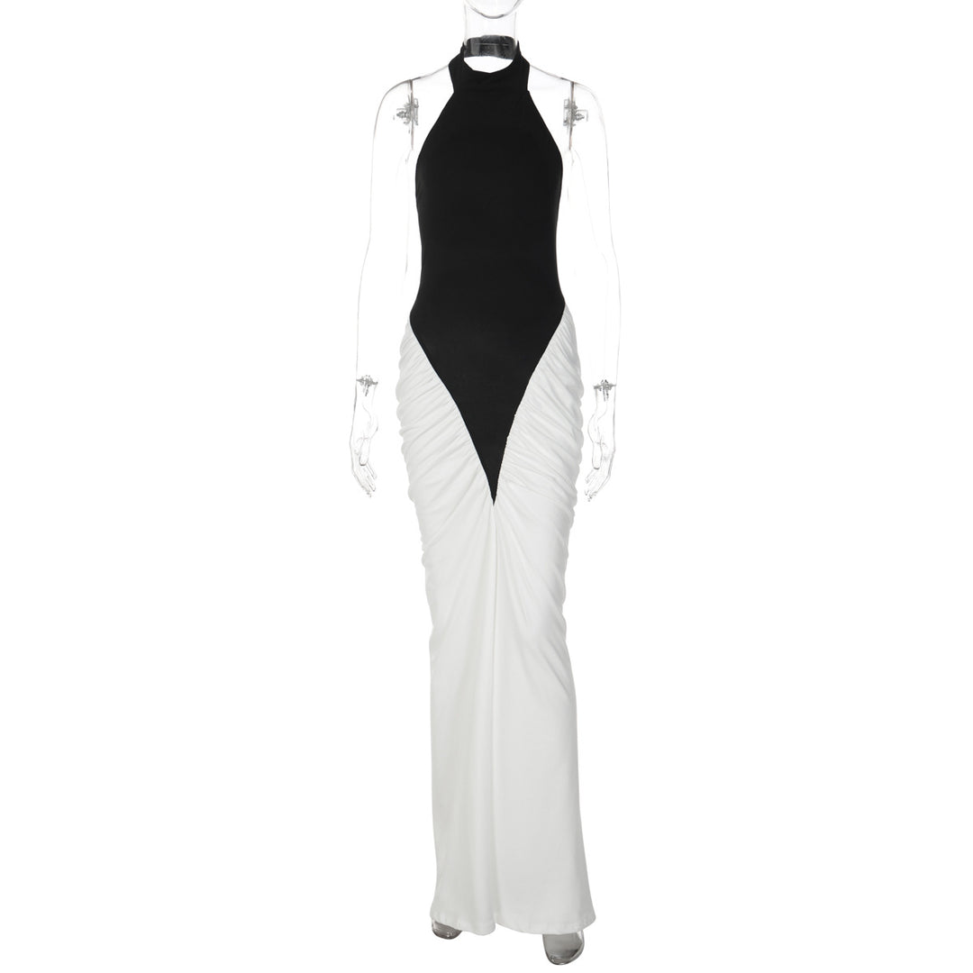 Damen Elegantes Kleid mit hochgeschlossenem Design und kunstvollen Drapierungen EB