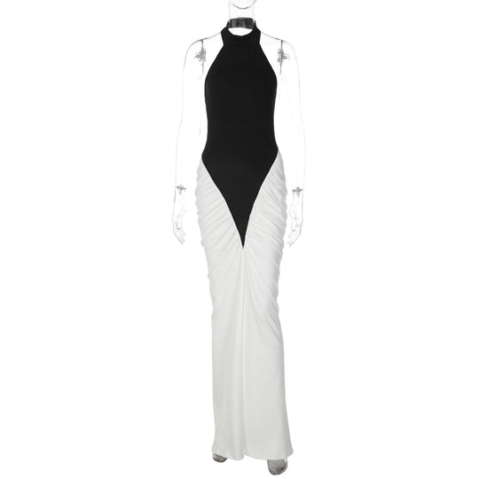Damen Elegantes Kleid mit hochgeschlossenem Design und kunstvollen Drapierungen EB