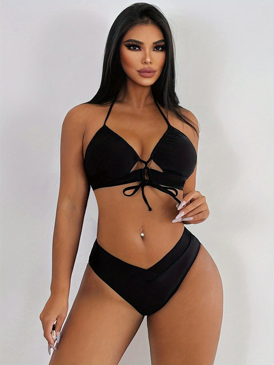 Damen Triangel-Bikini mit verstellbarem Rücken und modischem Cut-Out EB