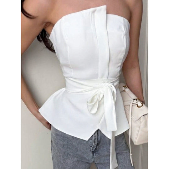 Damen Tailliertes Oberteil mit strukturiertem Design und schicker Rüsche EB