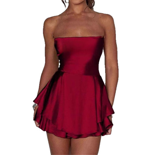 Damen Bandeau-Kleid mit schwingendem Volant-Design EB