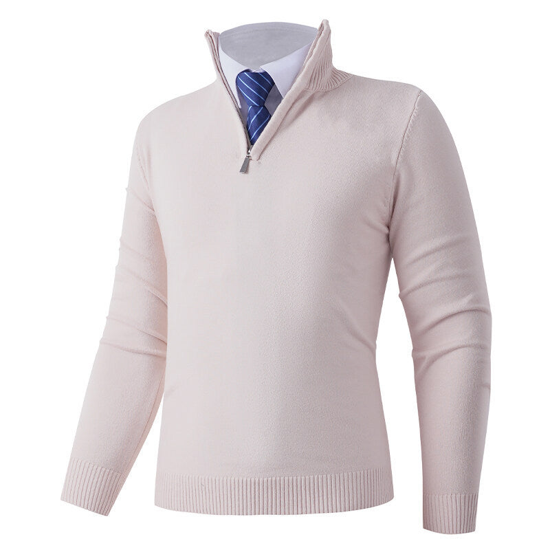 Herren Strickpullover mit modernem Reißverschluss und elastischem Saum EB