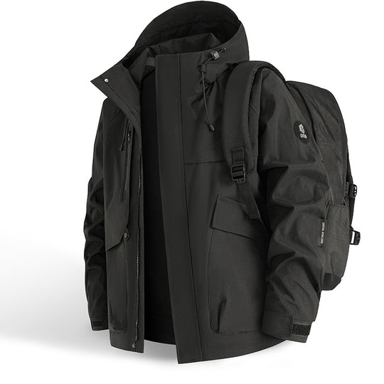 Herren technische Allwetterjacke mit praktischen Taschen und verstellbarem Kragen EB
