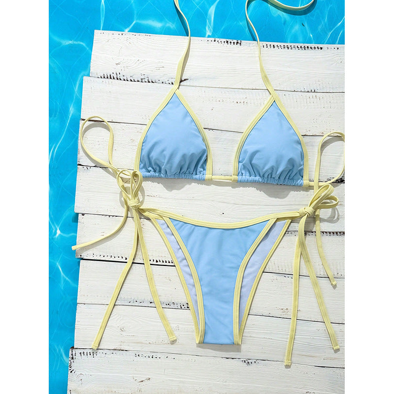Damen Triangel-Bikini mit verstellbaren Bindungen und hohem Schnitt EB