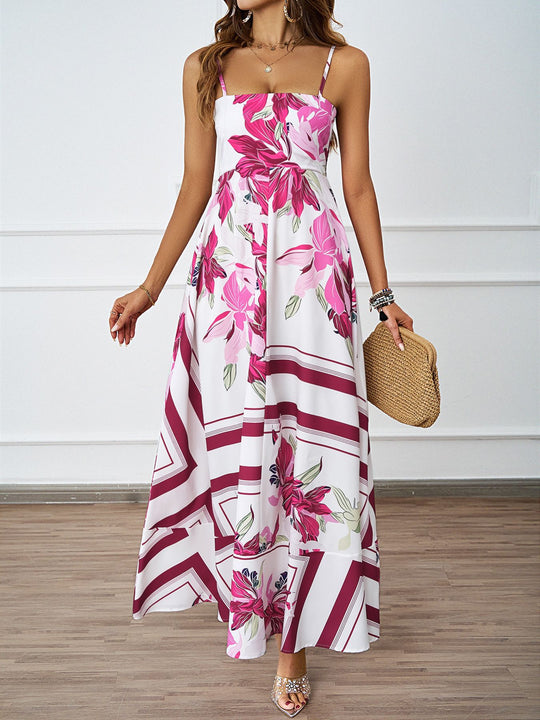 Damen Maxikleid mit modernem grafischem Design und elegantem A-Linien-Schnitt EB