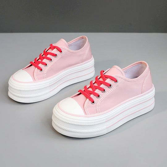 Damen Plüsch Plateau Sneakers mit atmungsaktivem Obermaterial EB