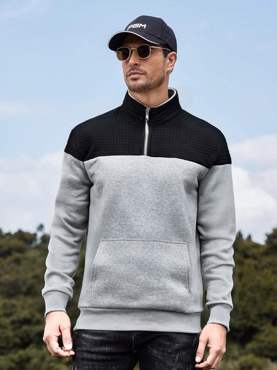 Herren funktionale Sweatjacke mit hochschließendem Kragen und praktischer Kängurutasche EB