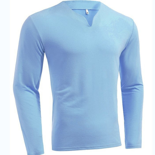 Herren nan Langarmshirt mit V-Ausschnitt Slim Fit Baumwollmix und elastischem Komfortbund EB