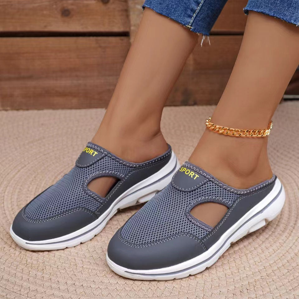 Damen atmungsaktive Freizeitschuhe mit offenem Fersenbereich und rutschfester Sohle EB