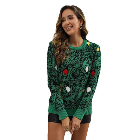 Damen beschichteter Pullover mit festlichem Motiv EB