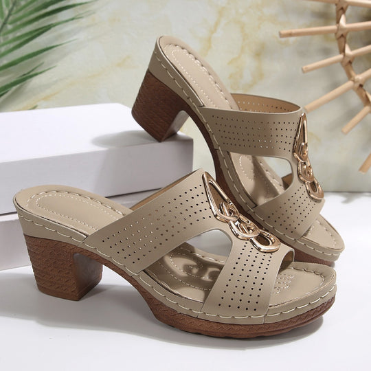 Damen открытые Pantoletten mit elegantem Blockabsatz EB