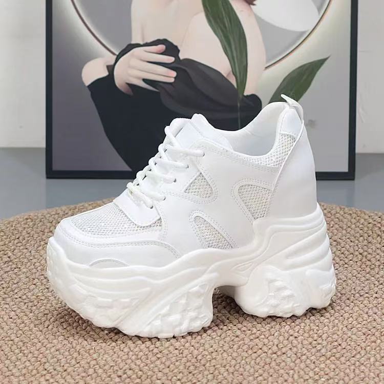 Damen modische Chunky Sneakers mit hoher Plateausohle und atmungsaktivem Mesh-EB