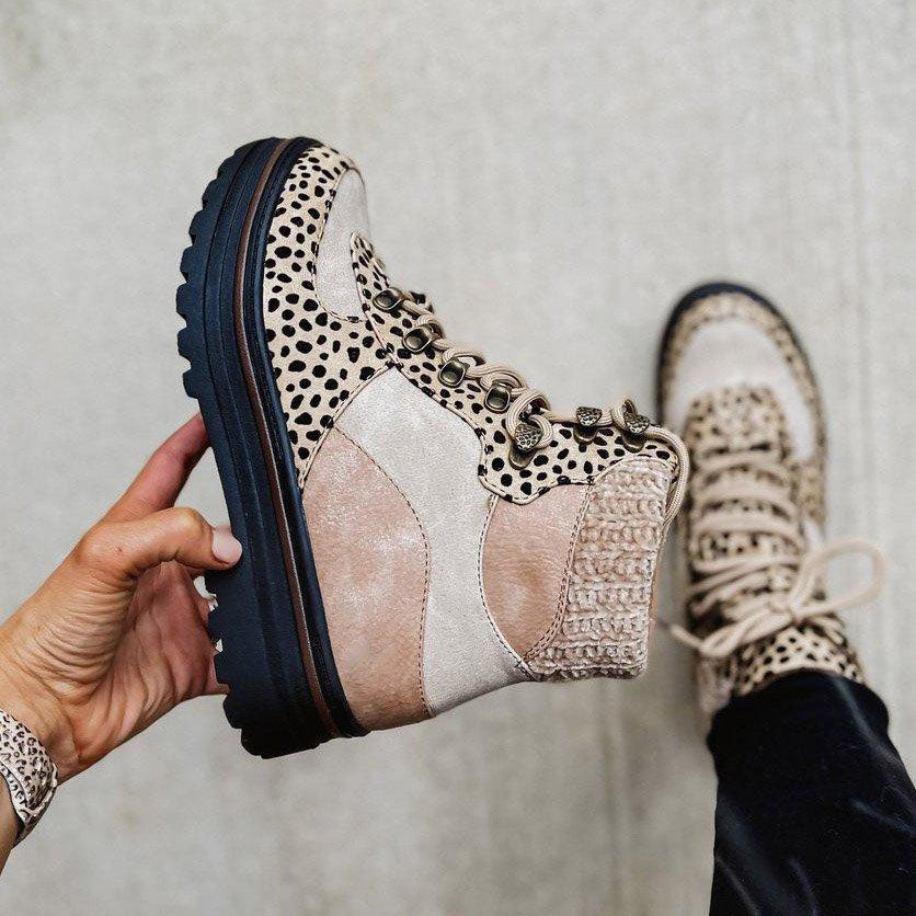 EB | Stiefeletten mit Wildlederdetails Leopardenmuster