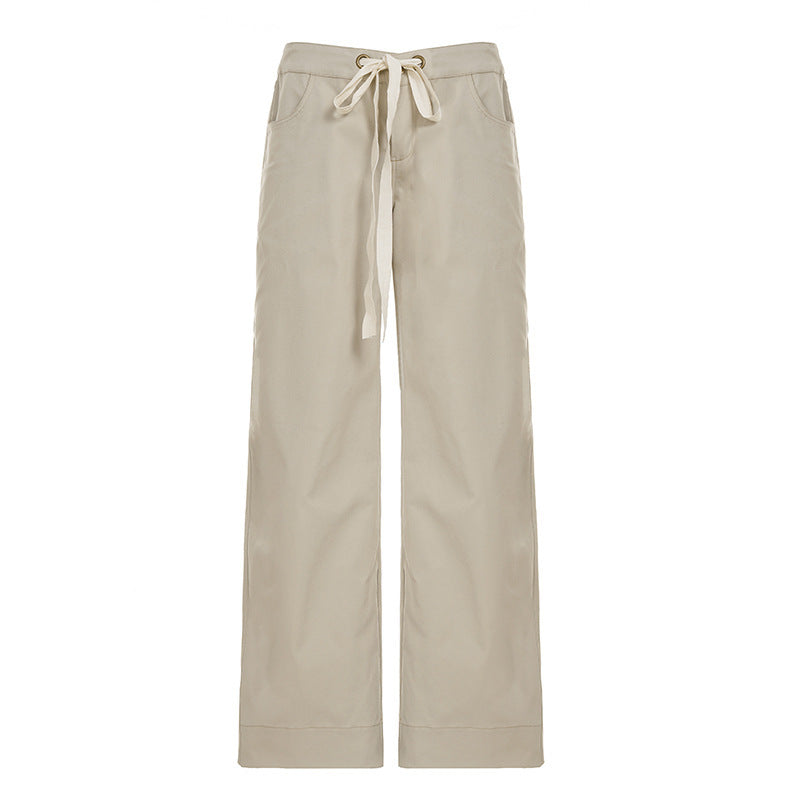 Damen nan weite Highwaist Cargo-Schlaghose mit Tunnelzug, Mehrfachtaschen und legerer Silhouette EB