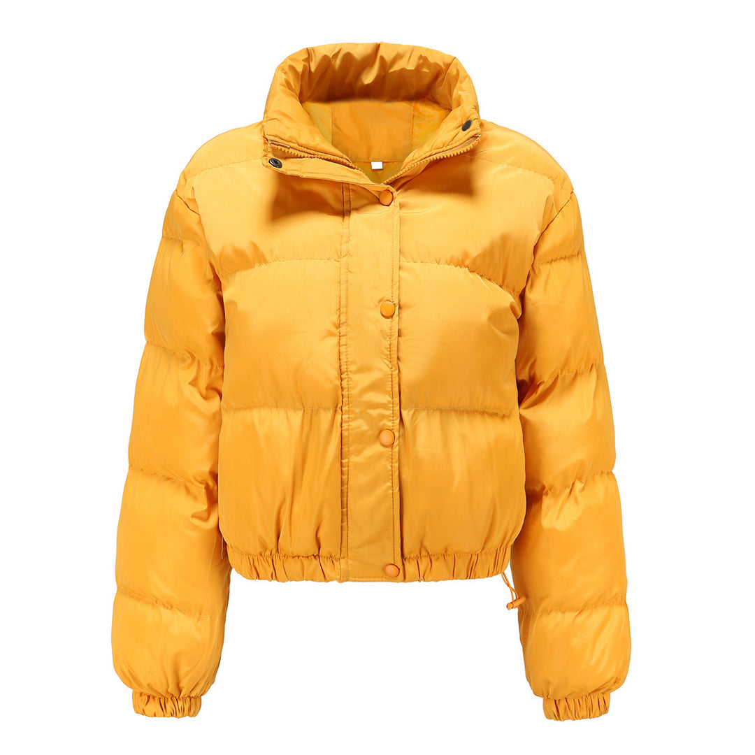 Damen nan kurze gesteppte Winterjacke mit Stehkragen und Kordelzug EB