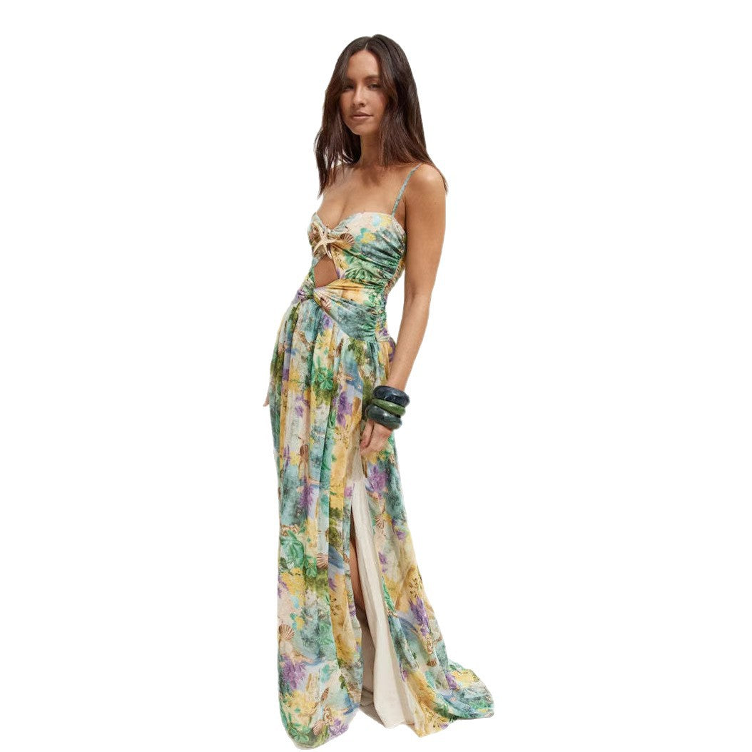 Damen Maxi-Kleid mit raffiniertem Schnitt und floralem Detail EB