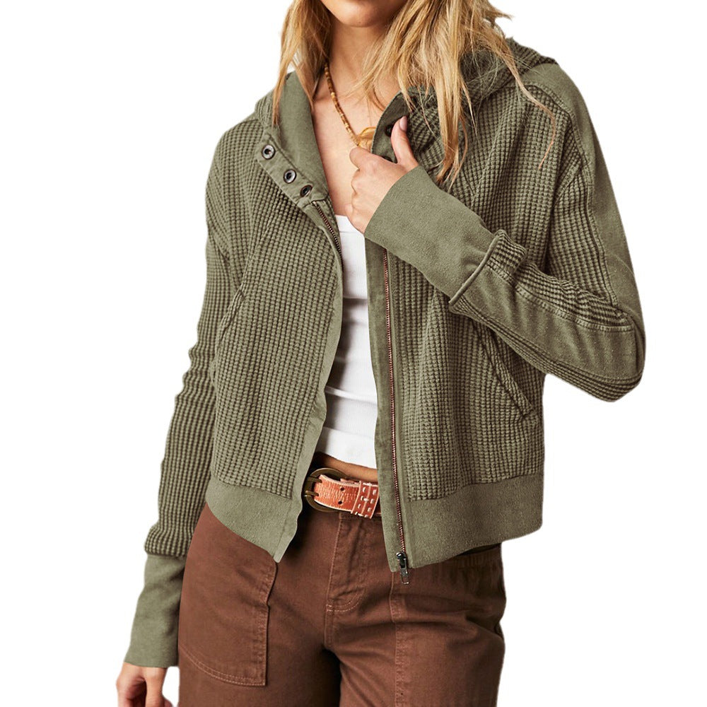 Damen Sportliche Kapuzenjacke aus strukturiertem Material EB