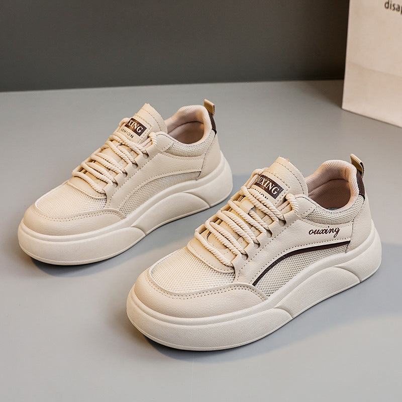 Damen trendige Plateau Sneakers mit atmungsaktiver Mesh-Oberfläche und dämpfendem Sohlenprofil EB