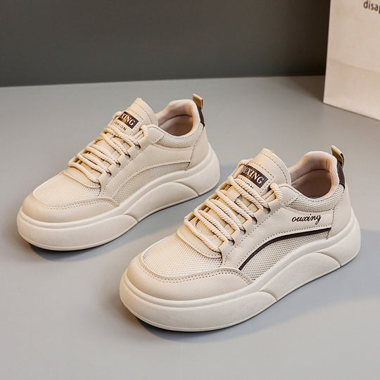 Damen trendige Plateau Sneakers mit atmungsaktiver Mesh-Oberfläche und dämpfendem Sohlenprofil EB
