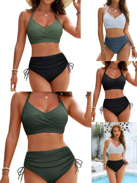 Damen Hochtailliertes Bikini-Set mit Wickeloberteil EB