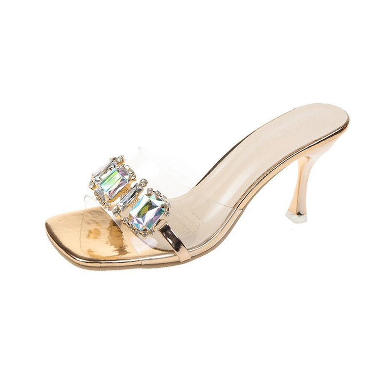 Damen elegante Mules mit geschmackvollen Strassverzierungen EB