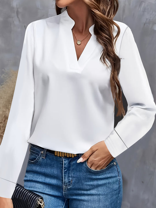 Damen Bluse mit V-Ausschnitt und elegantem Design EB
