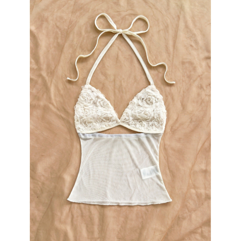 Damen Crop-Top mit Rüschendetails und leichtem Stoff EB