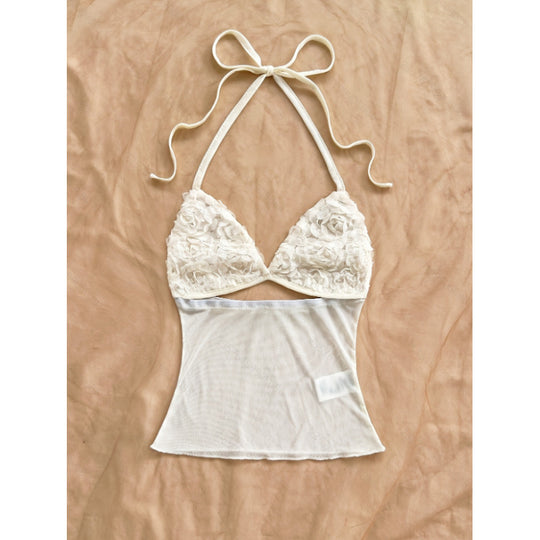 Damen Crop-Top mit Rüschendetails und leichtem Stoff EB