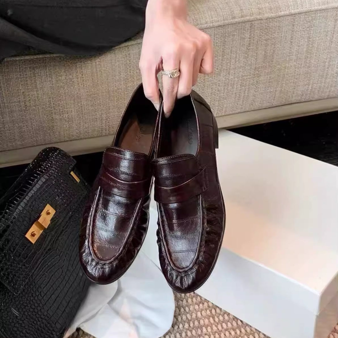 Damen Mokassins mit hochwertigem Lederdesign und modischem Riemen EB