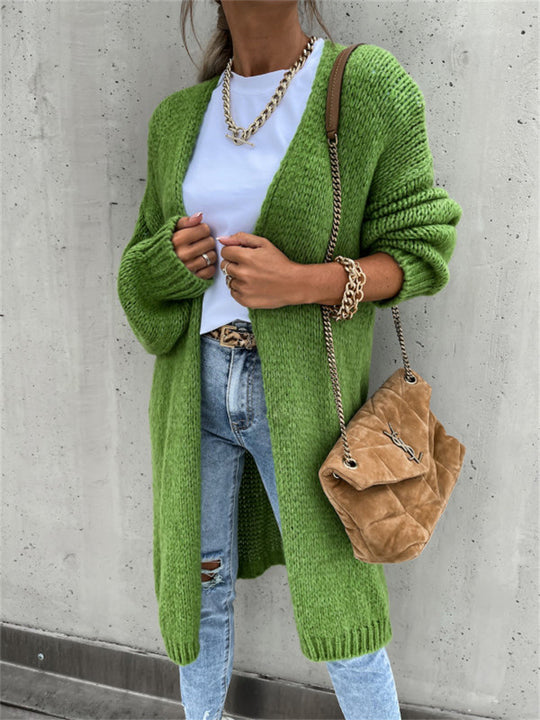 Damen Offene Strickjacke mit groben Maschen und lässigem Schnitt EB