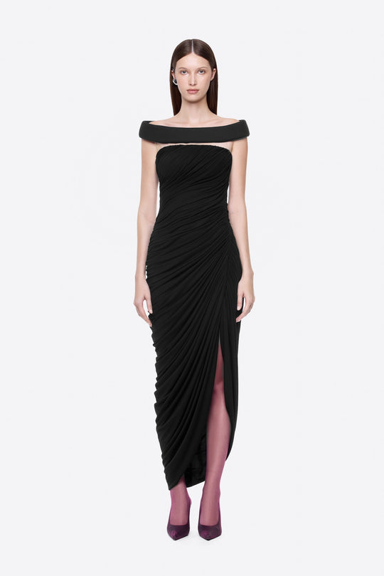 Damen Elegantes Cleopatra-Kleid mit tiefem Ausschnitt und drapiertem Rock EB