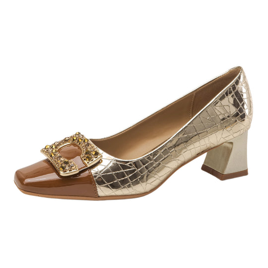 Damen elegante Pumps mit funkelndem Schmuckdetail und Absatz EB