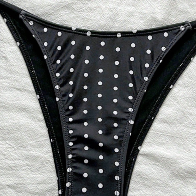 Damen Triangel-Bikini mit verspieltem Punktenmuster und verstellbarem Bund EB