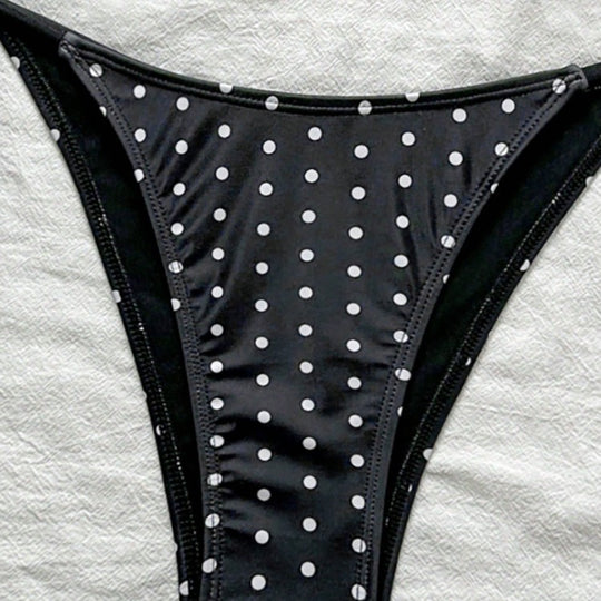 Damen Triangel-Bikini mit verspieltem Punktenmuster und verstellbarem Bund EB