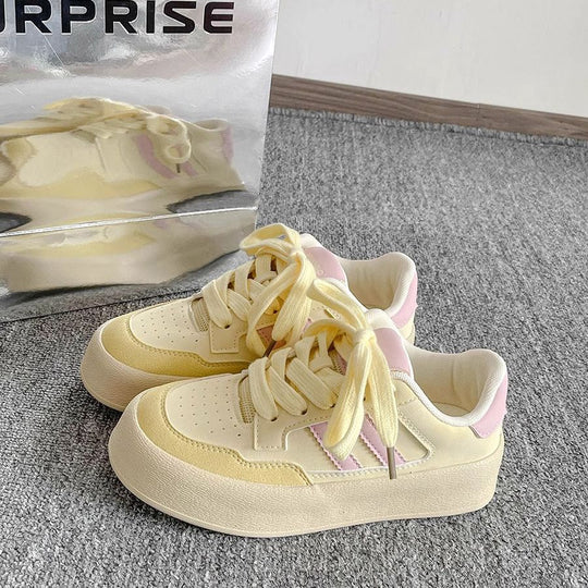 Damen Plattform Sneakers mit atmungsaktiver Obermaterialkombination und rutschfester Sohle EB