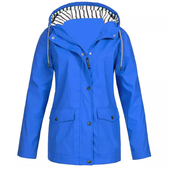 Damen nan wasserdichter Parka mit Kapuze, Kordelzug und aufgesetzten Taschen EB